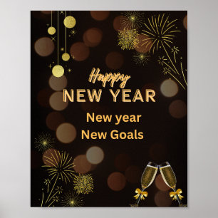 Frohes neues Jahr – Golden Brown Poster
