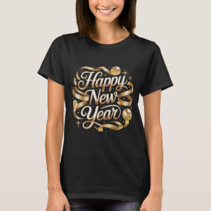 Frohes neues Jahr Goldene Schleife Elegantes NYE-P T-Shirt