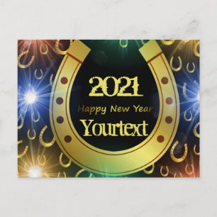 Frohes neues Jahr, goldener Text 2021, personalisi Postkarte