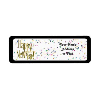 Frohes neues Jahr - Goldener Text über White Confe