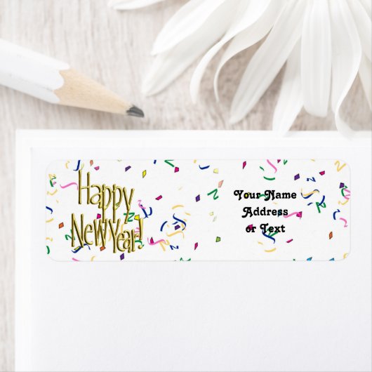 Frohes neues Jahr - Goldener Text über White Confe (Insitu)