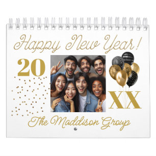 Frohes Neues Jahr Gruppenfoto Bürozelle Kalender