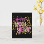 Frohes neues Jahr Hallo 2026 Retro Leopard  Karte (Gelbe Blume)