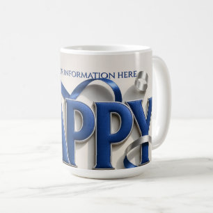 Frohes Neues Jahr im eleganten Stil mit metallisch Kaffeetasse