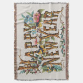 Frohes Neues Jahr in Baumstämmen, Kornen und Blume Decke (Vorderseite Vertikal)