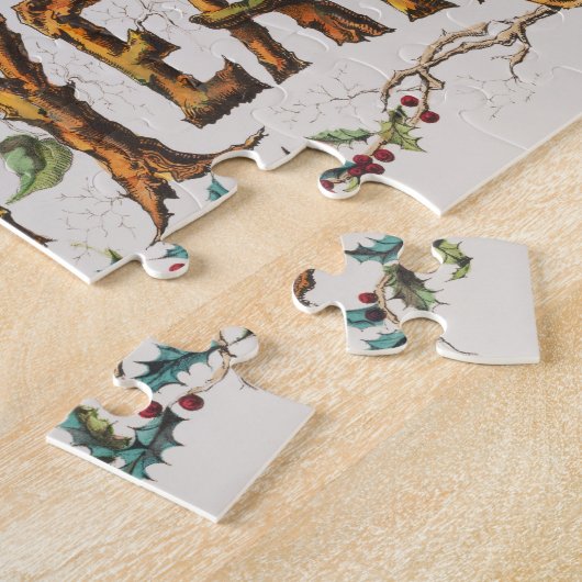 Frohes Neues Jahr in Baumstämmen, Kornen und Blume Puzzle (Seite)