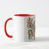 Frohes Neues Jahr in Baumstämmen, Kornen und Blume Tasse (Links)