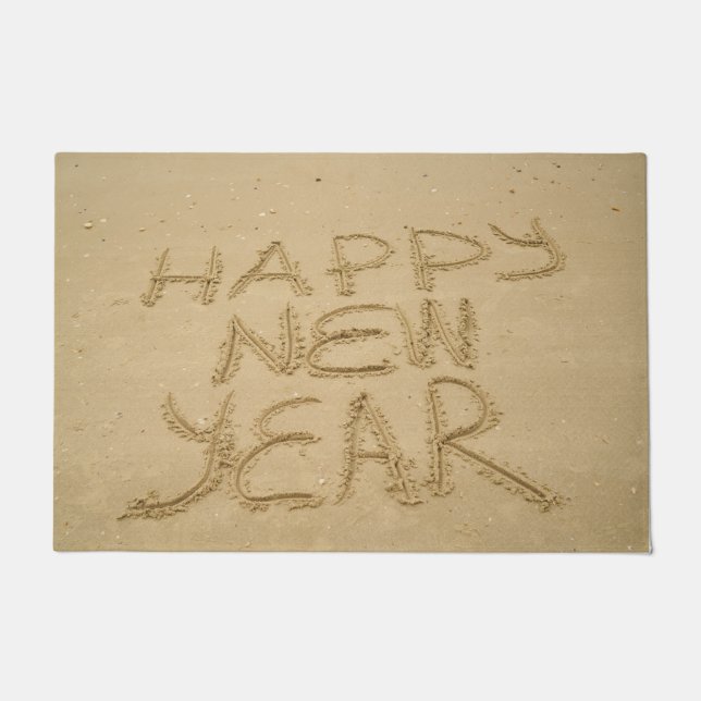 Frohes neues Jahr in Sand Fußmatte (Vorderseite)