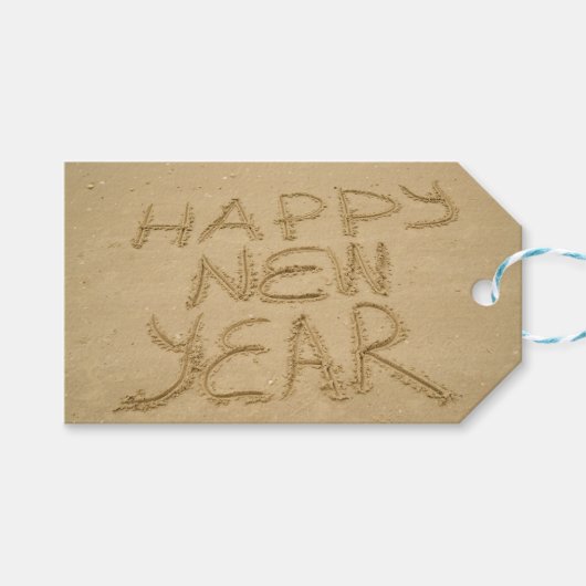 Frohes neues Jahr in Sand Geschenkanhänger (Vorderseite (Horizontal))