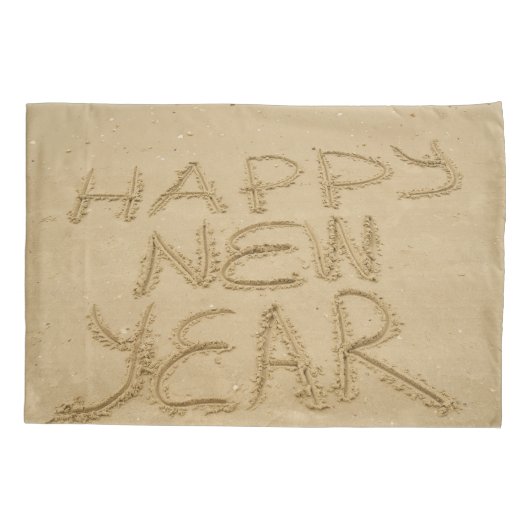 Frohes neues Jahr in Sand Kissenbezug (Rückseite)