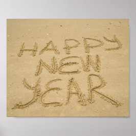 Frohes neues Jahr in Sand Poster
