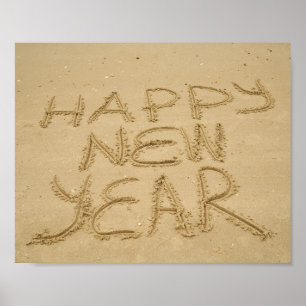 Frohes neues Jahr in Sand Poster