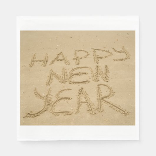 Frohes neues Jahr in Sand Serviette (Vorderseite)