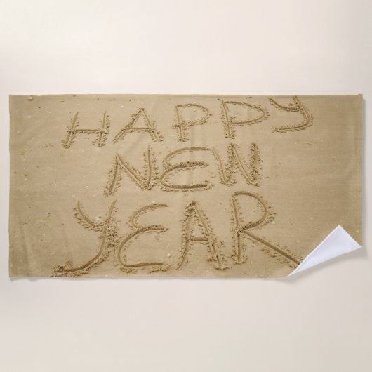 Frohes neues Jahr in Sand Strandtuch (Vorderseite)