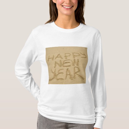 Frohes neues Jahr in Sand T-Shirt (Vorderseite)