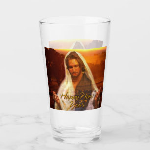 Frohes neues Jahr Jesus 2019 Glas