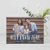 Frohes neues Jahr Konfetti-Foto Feiertagskarte (Stehend Vorderseite)