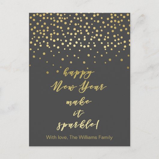Frohes Neues Jahr, lassen Sie es glänzen! Gold Gli Postkarte (Vorderseite)
