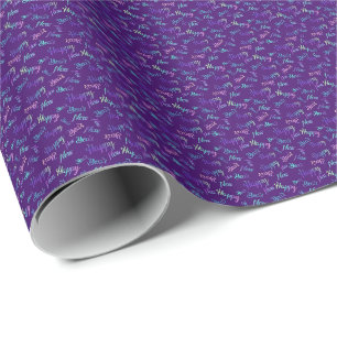 Frohes neues Jahr (Lila) Geschenkpapier