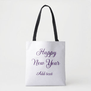 Frohes neues Jahr lila Kalligrafie einfach minimal Tasche