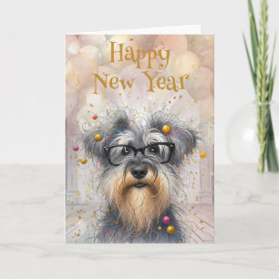 Frohes neues Jahr Lustiger zotteliger Hund Karte
