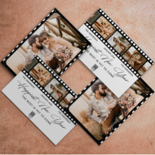 Frohes neues Jahr Minimal Kamera Film Collage Foto Feiertagskarte