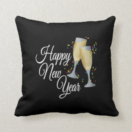 Frohes neues Jahr mit Champagne & Confetti Kissen