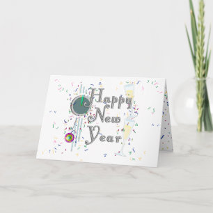 Frohes neues Jahr mit Champagner & Confetti Feiertagskarte