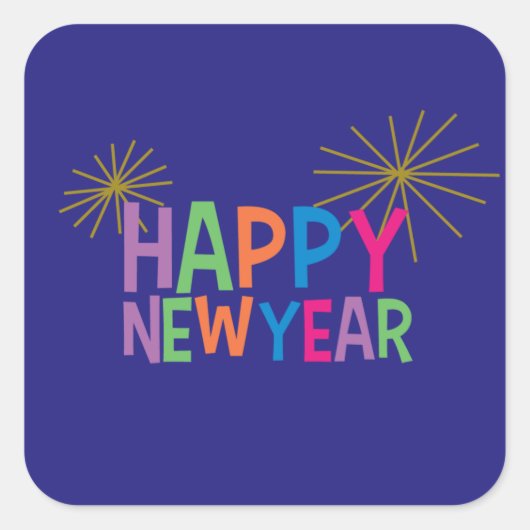 Frohes Neues Jahr mit Feuerwerk Sticker (Vorderseite)
