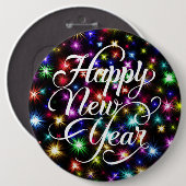 Frohes neues Jahr mit Hintergrund zu Feuerwerken-2 Button (Vorne & Hinten)
