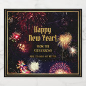 Frohes neues Jahr mit Ihrem Namen Schaumweinetikett (Einzelnes Label)