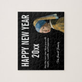 Frohes neues Jahr mit Mädchen mit Perlenohrring Puzzle (Vertikal)