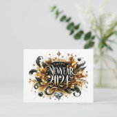 Frohes neues Jahr mit Umschlägen Postkarte (Stehend Vorderseite)