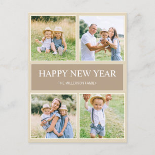 Frohes neues Jahr Modern Simple 4 Familienfoto Feiertagspostkarte
