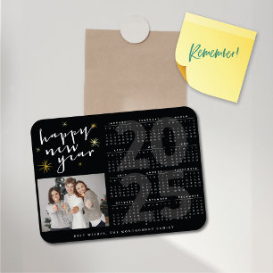 Frohes neues Jahr Moderne Gold Sternexplosion 2025 Magnet