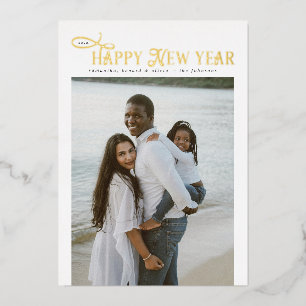 Frohes neues Jahr Moderne Schicke Familie 4 Fotos  Folien Feiertagskarte