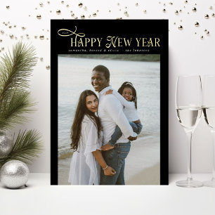 Frohes neues Jahr Moderne Schicke Familie 4 Fotos  Folien Feiertagskarte