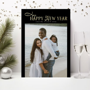 Frohes neues Jahr Moderne Schicke Familie 4 Fotos  Folien Feiertagskarte