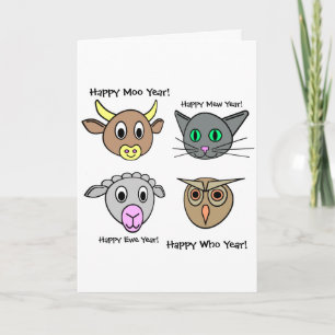 Frohes Neues Jahr, Moo Year! Feiertagskarte