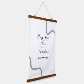 Frohes neues Jahr Name Nachricht grau einfache Fei Wandteppich Mit Holzrahmen (Gewinkelt)