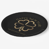 Frohes neues Jahr oder Ihre Vierblättriges Kleebla Pappteller (Schrägansicht)