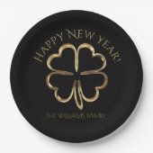 Frohes neues Jahr oder Ihre Vierblättriges Kleebla Pappteller (Vorderseite)