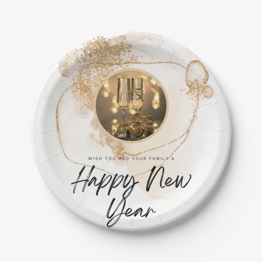 Frohes neues Jahr Pappteller (Vorderseite)