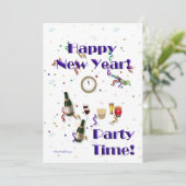 Frohes Neues Jahr - Party Zeit! Feierliche Feier Einladung (Stehend Vorderseite)