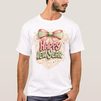Frohes neues Jahr Pastell Bogen Cute Festlich Feie T-Shirt