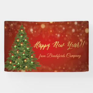 Frohes neues Jahr ,Rot ,Tannenbaum Banner