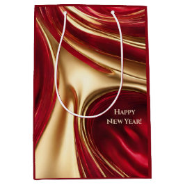 Frohes neues Jahr Rot und Gold - Mittlere Geschenktüte