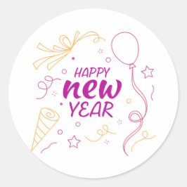 Frohes neues Jahr Runder Aufkleber