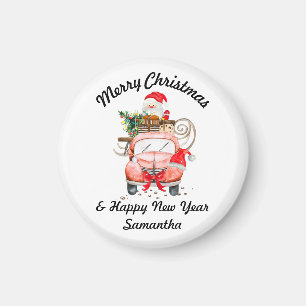 Frohes neues Jahr Santa fährt LKW Magnet
