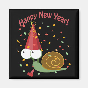 Frohes neues Jahr Schnecke Magnet